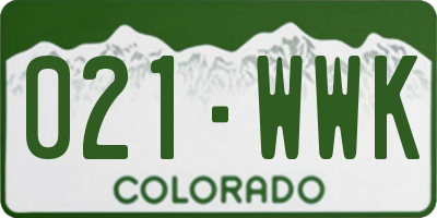 CO license plate 021WWK