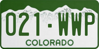 CO license plate 021WWP