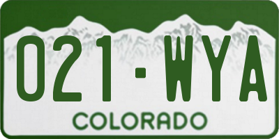 CO license plate 021WYA