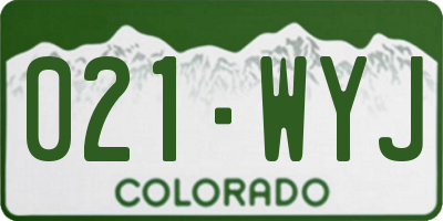 CO license plate 021WYJ