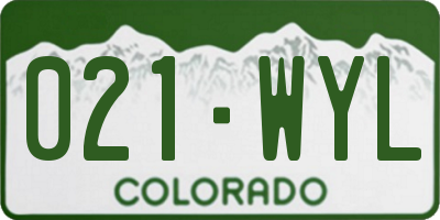 CO license plate 021WYL