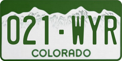 CO license plate 021WYR