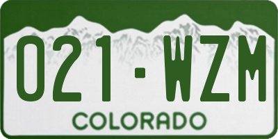 CO license plate 021WZM