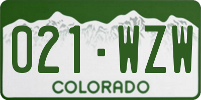 CO license plate 021WZW