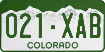CO license plate 021XAB