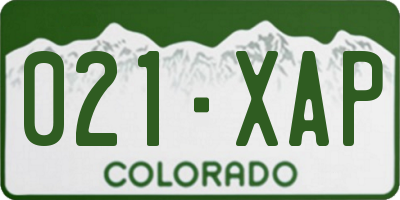 CO license plate 021XAP