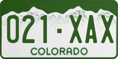 CO license plate 021XAX