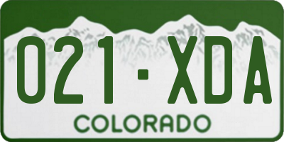 CO license plate 021XDA