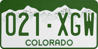 CO license plate 021XGW