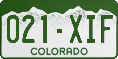 CO license plate 021XIF