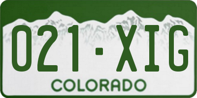CO license plate 021XIG