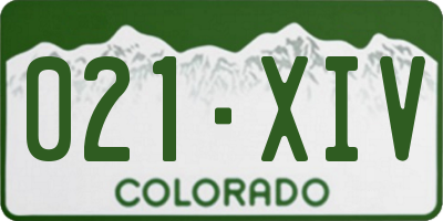 CO license plate 021XIV