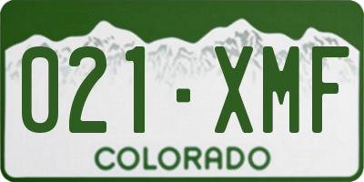 CO license plate 021XMF
