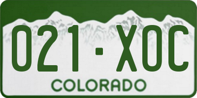 CO license plate 021XOC