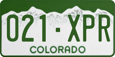 CO license plate 021XPR