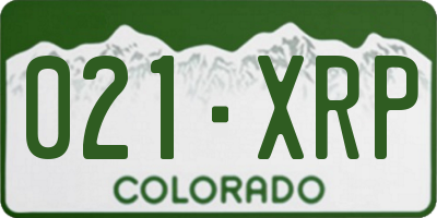 CO license plate 021XRP