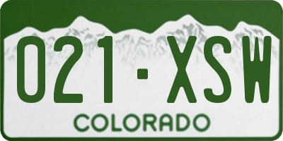 CO license plate 021XSW