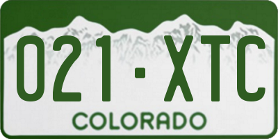 CO license plate 021XTC