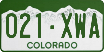 CO license plate 021XWA