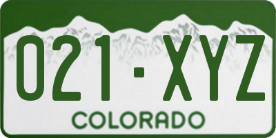 CO license plate 021XYZ