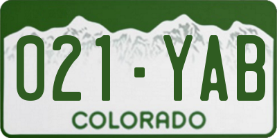 CO license plate 021YAB