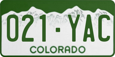 CO license plate 021YAC