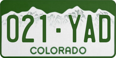 CO license plate 021YAD