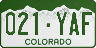 CO license plate 021YAF
