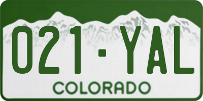 CO license plate 021YAL
