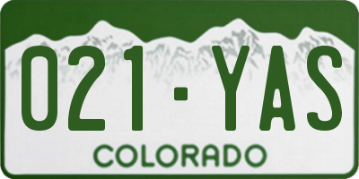 CO license plate 021YAS