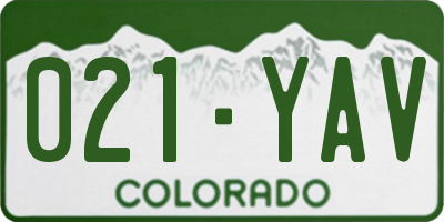 CO license plate 021YAV