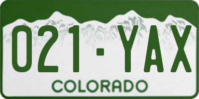 CO license plate 021YAX