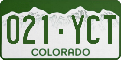 CO license plate 021YCT
