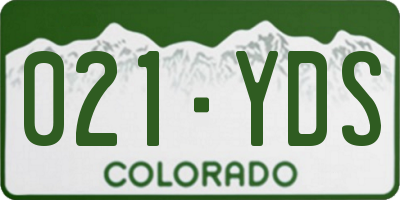 CO license plate 021YDS