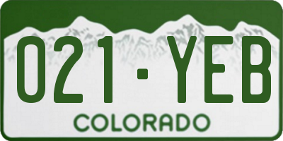 CO license plate 021YEB