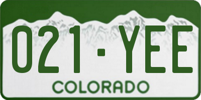 CO license plate 021YEE