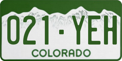 CO license plate 021YEH