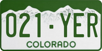 CO license plate 021YER