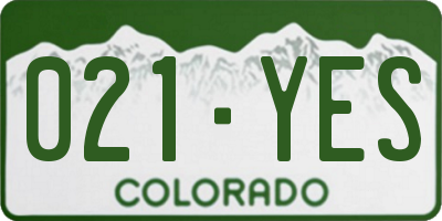 CO license plate 021YES