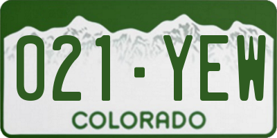 CO license plate 021YEW