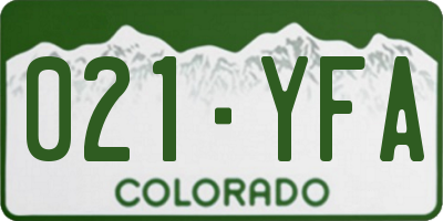 CO license plate 021YFA