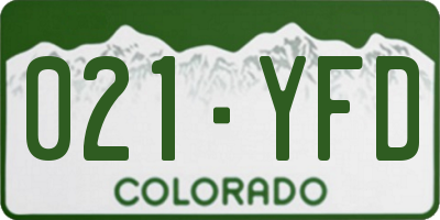 CO license plate 021YFD