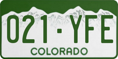 CO license plate 021YFE