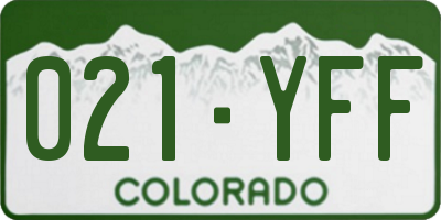 CO license plate 021YFF