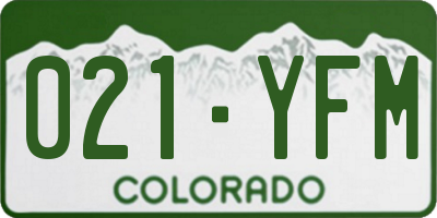 CO license plate 021YFM