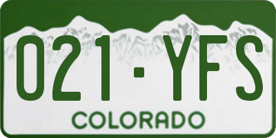 CO license plate 021YFS