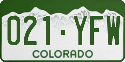 CO license plate 021YFW