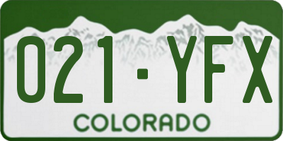 CO license plate 021YFX