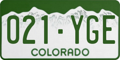 CO license plate 021YGE