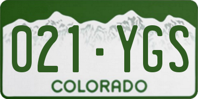 CO license plate 021YGS